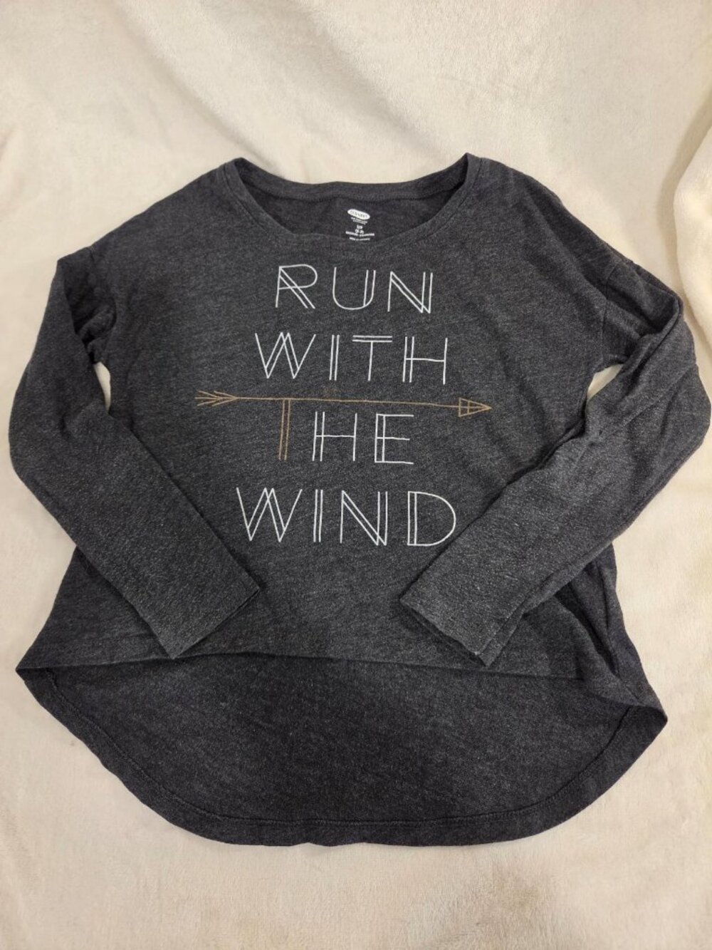 Old Navy Girls Charcoal Gray Graphic Top Size 7